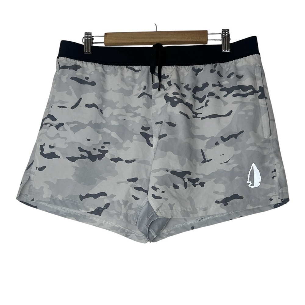 Tachuntfish Shorts‎ Mens 2XL Gray Camo Camouflage Athletic Pockets Elastic Waist